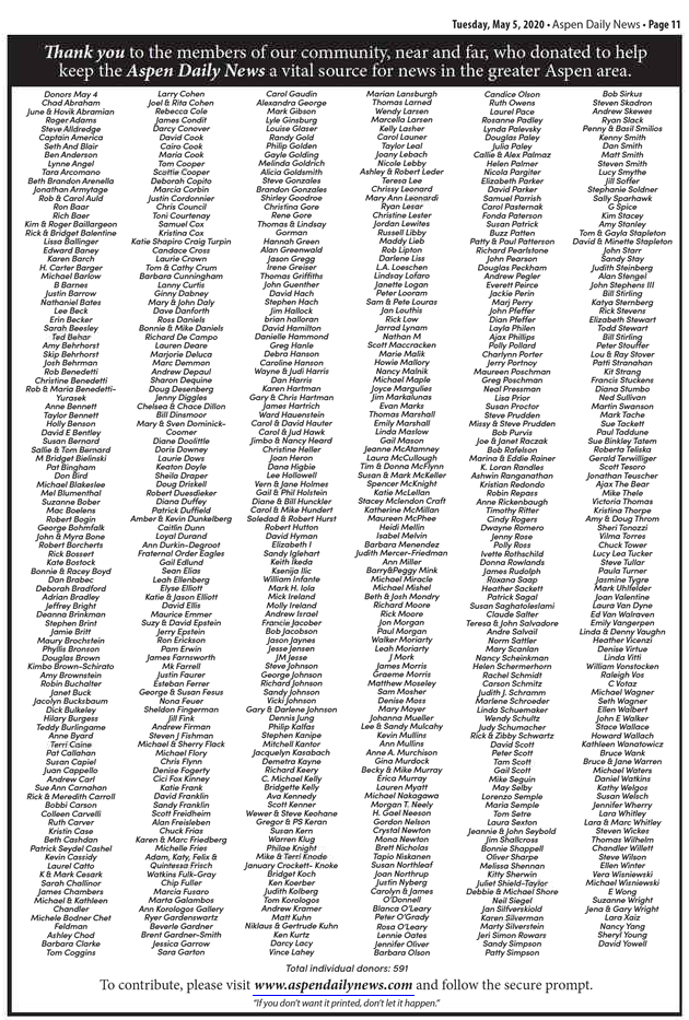 Aspen Daily News Donor List